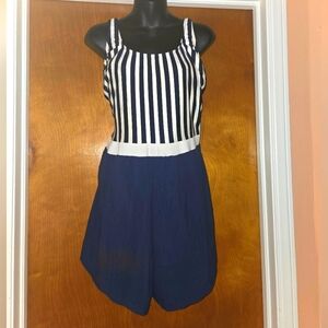Navy and White Striped Swimsuit